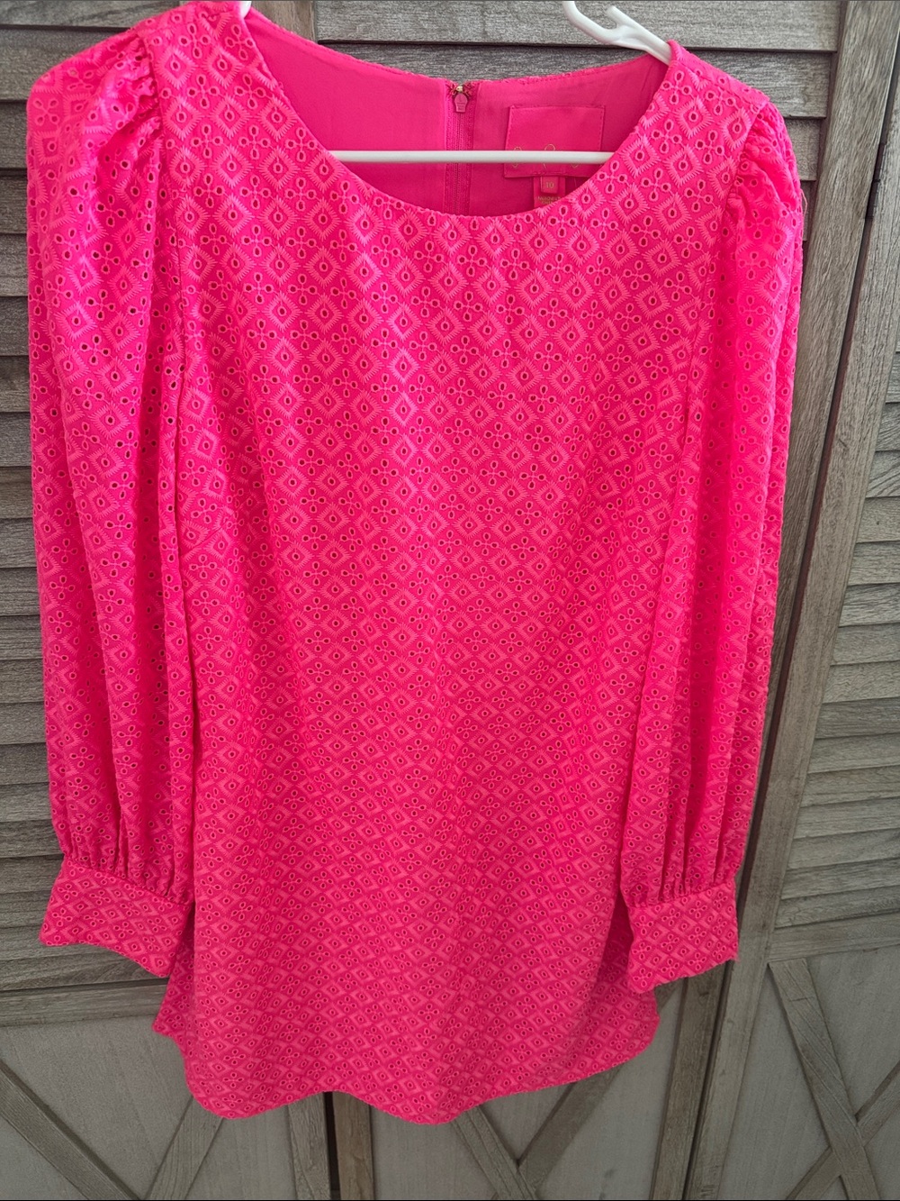 Lilly Pulitzer Aisha Eyelet Romper Dress pink Ditsy Diamond size 10